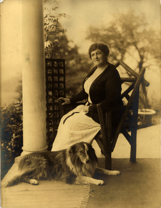 Portrait of Alice McCreight and dog